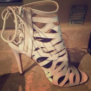 White strappy heels
